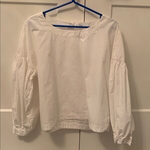 GAP White Cotton Drop Balloon Sleeve Blouse